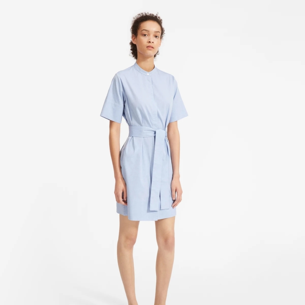 ISO Everlane Cotton Collarless Belted Shirtdress
